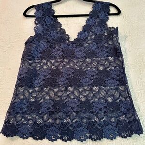 Natori stretch lace tank top navy  size S
